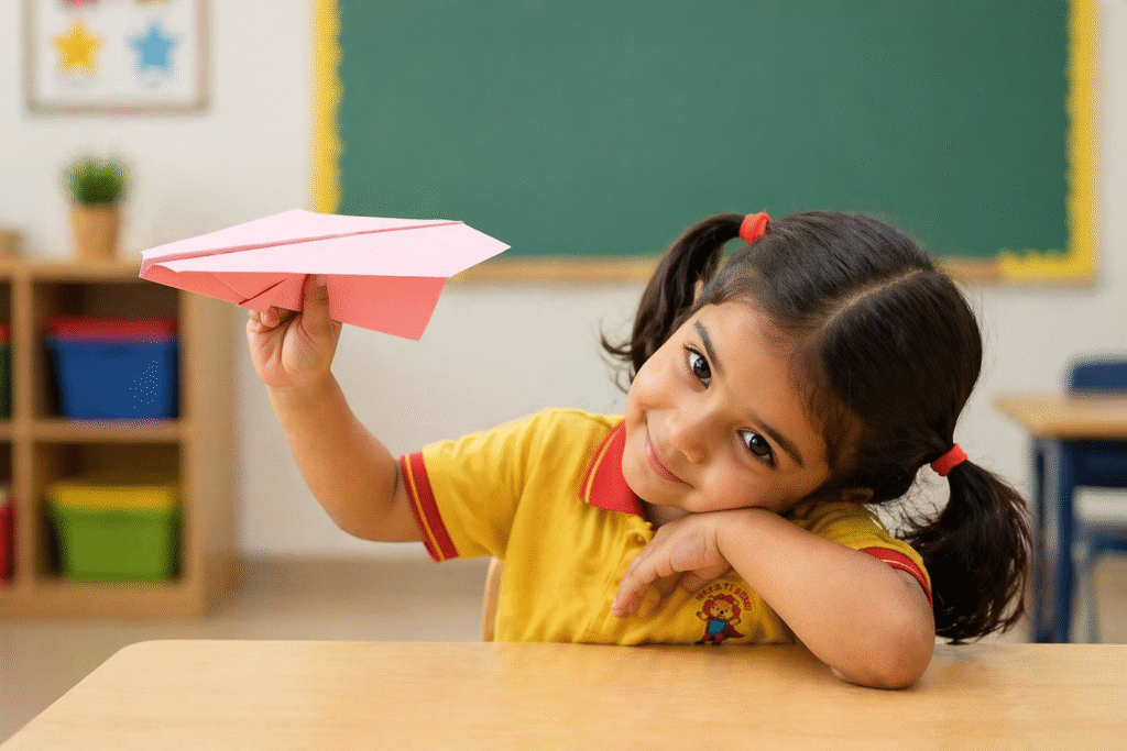 Young children taking part in a group learning activity with a teacher